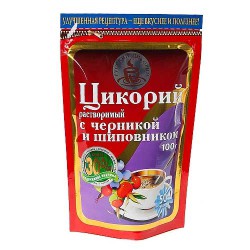 Цикорий растворимый, Русский цикорий 100 г порошкообразный с шиповником и черникой дой-пак