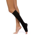 Чулок компрессионный кругловязаный, р. 6 ЧККВ ЦК до колена 1 класс компрессии с открытым мыском черный