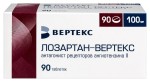 Лозартан-Вертекс, таблетки покрытые пленочной оболочкой 100 мг 90 шт